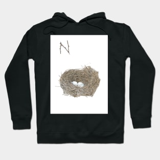 N for nest alphabet illustration Hoodie